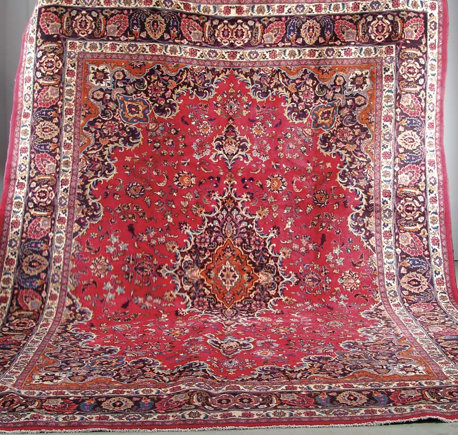 Appraisal: MASHAD ORIENTAL RUG Mid to late th Century Center burgundy