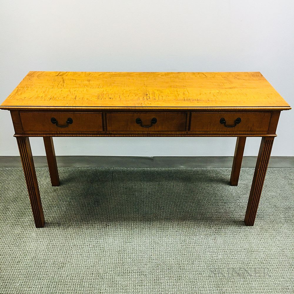 Appraisal: Eldred Wheeler Federal-style Tiger Maple Hall Table Eldred Wheeler Federal-style