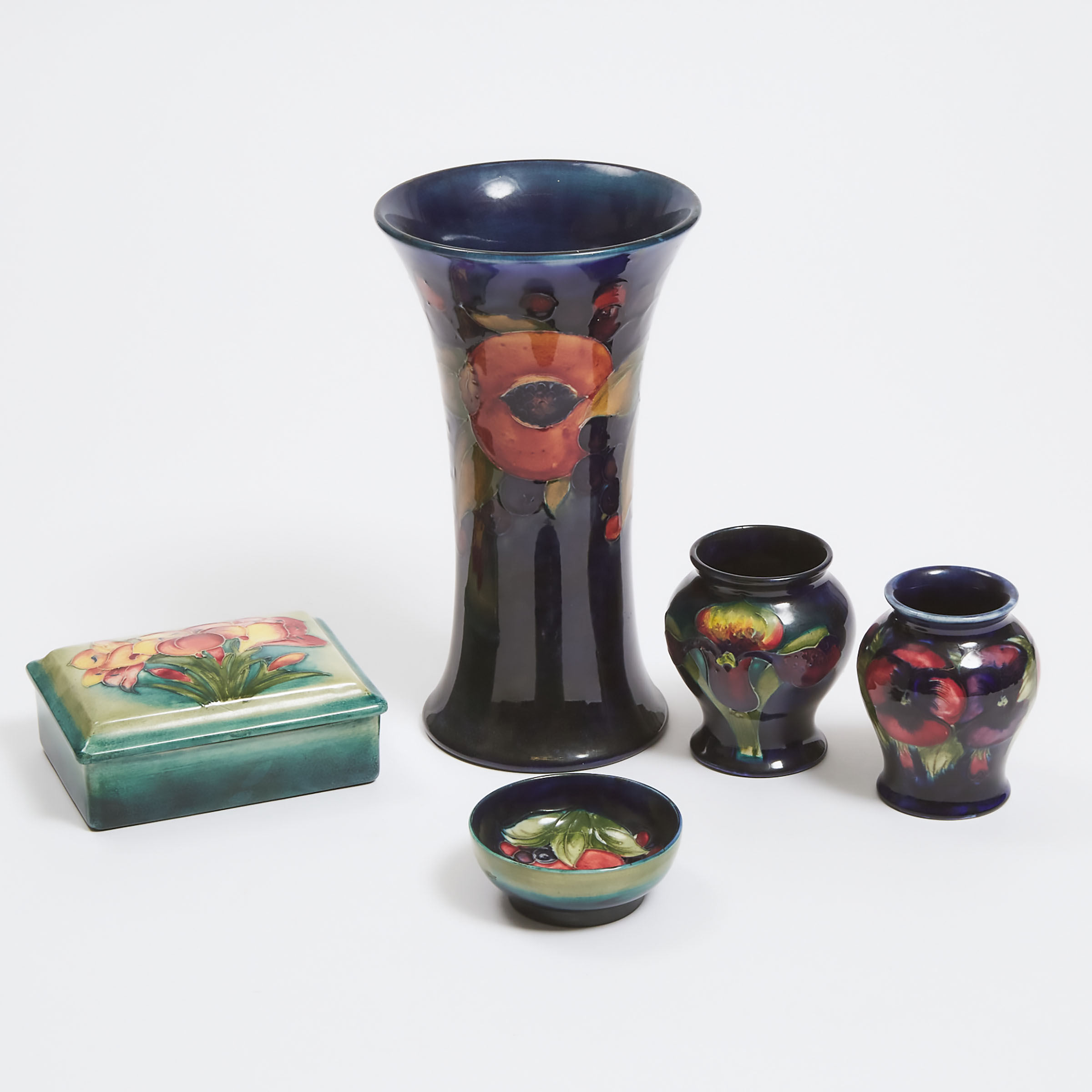 Appraisal: Group of Moorcroft Pottery mid- th century comprising vases small