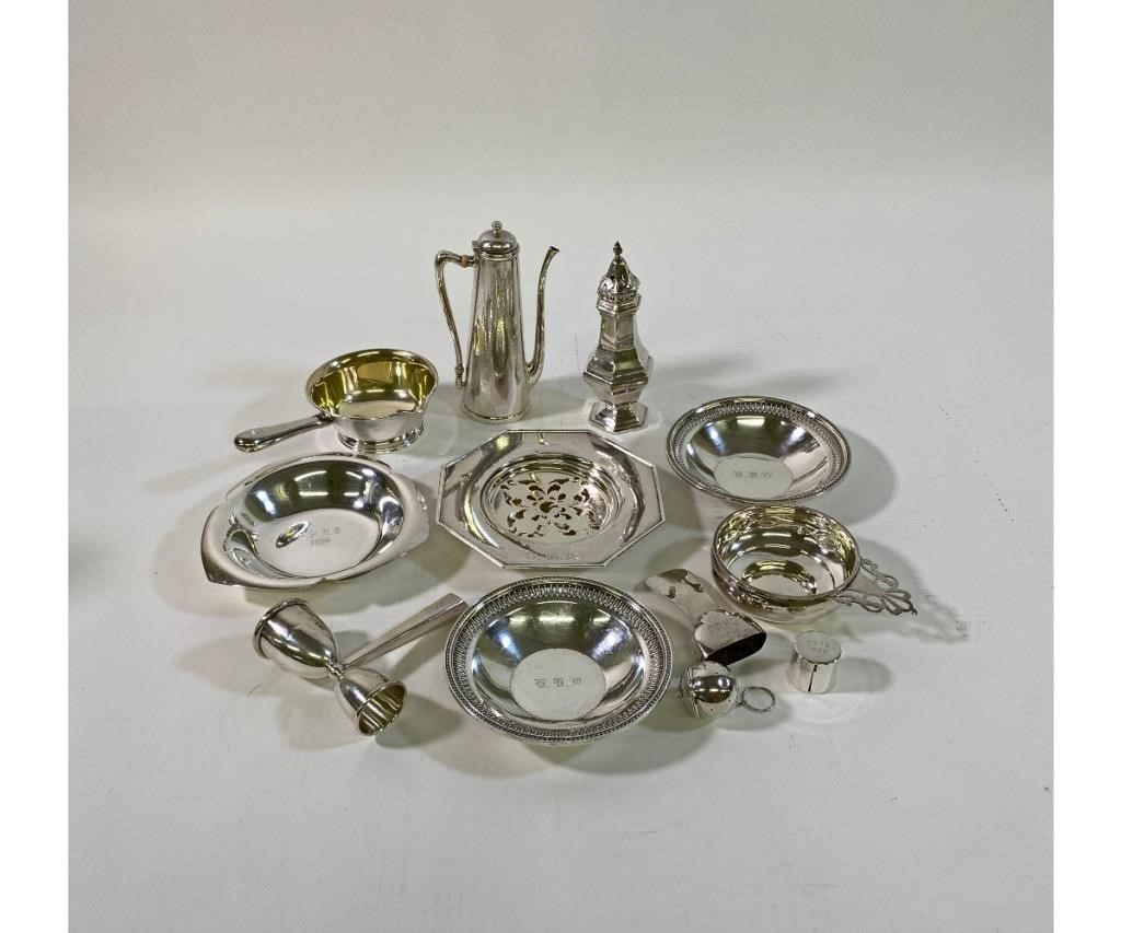 Appraisal: Sterling silver tableware to include a dish dia and a