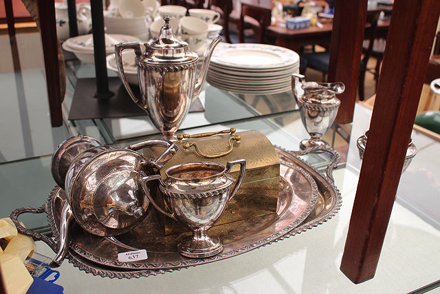 Appraisal: A COLLECTION OF SILVER PLATED ITEMS to include teaset silver