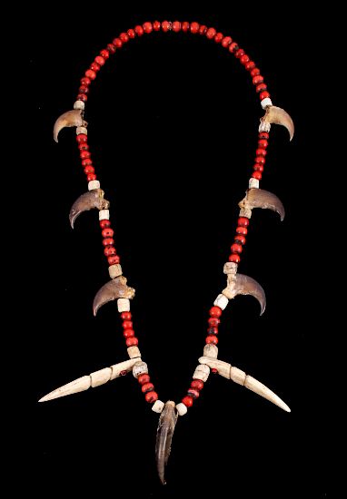 Appraisal: Plains Indian Claw Tooth Trade Bead Necklace Featured for sale