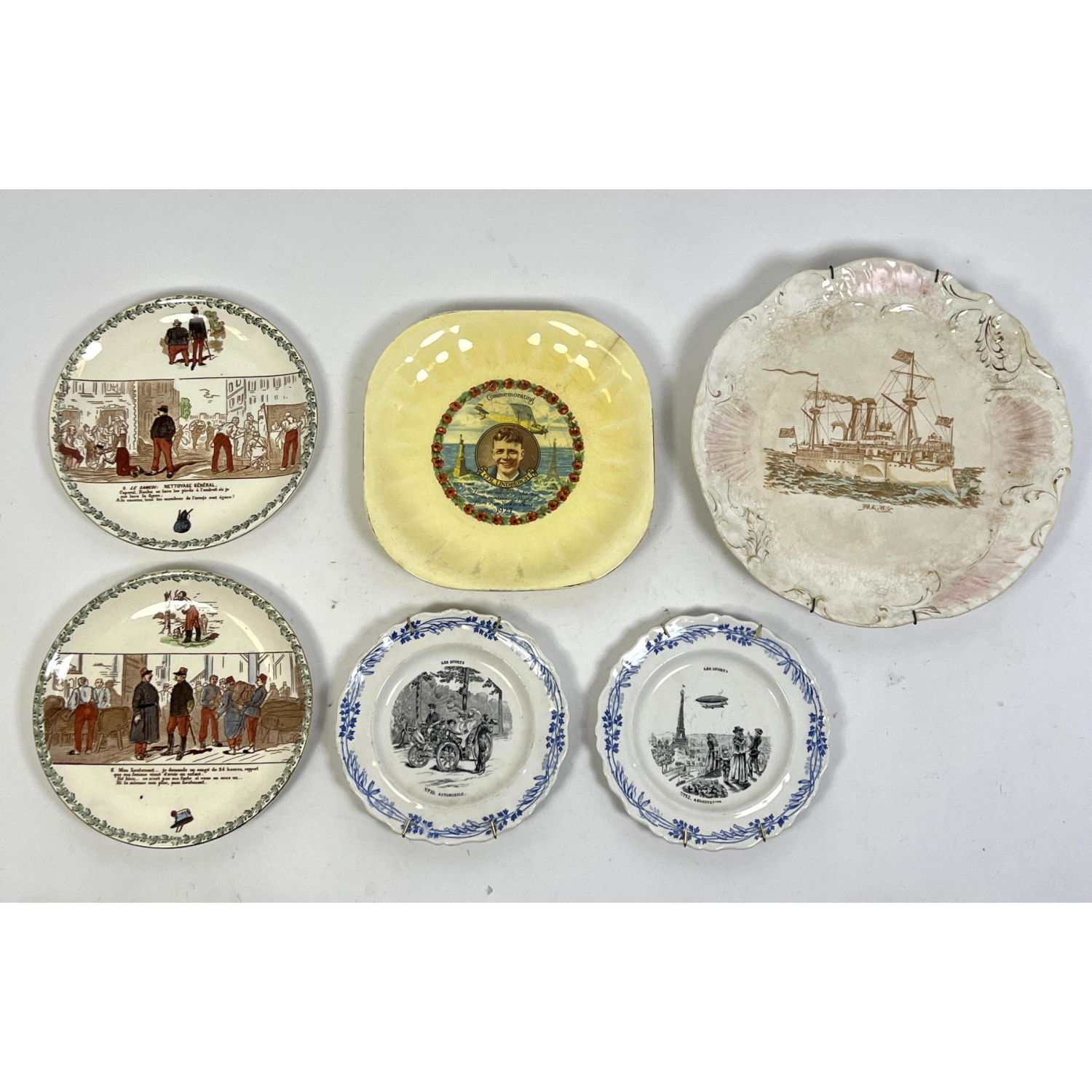 Appraisal: Collection of Souvenir Plates Charles Lindbergh HILLER'S SPANISH PALACE etc