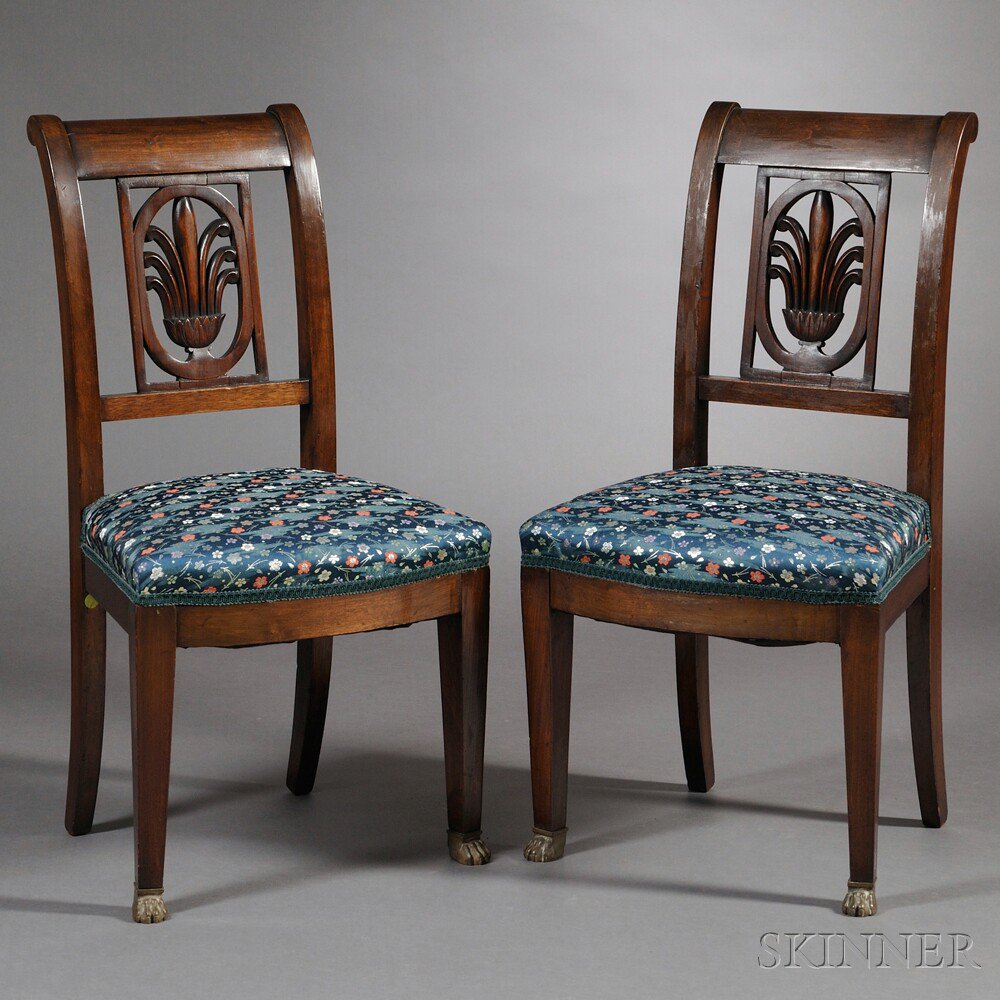 Appraisal: Two Neoclassical Mahogany Side Chairs Continental probably Germany late th