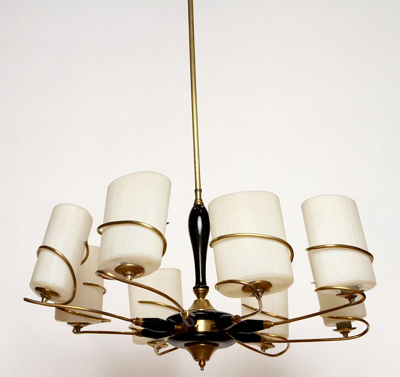 Appraisal: MID CENTURY MODERN BRASS ARM CHANDELIER An Italian mid century