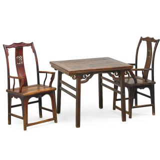 Appraisal: ASSEMBLED SET OF CHINESE FURNITURE Comprising a pair of arm