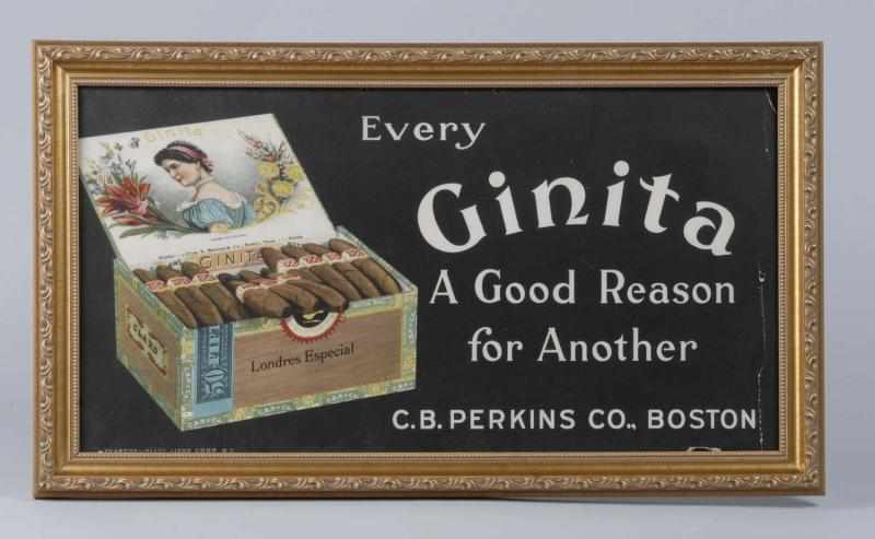 Appraisal: Cardboard Ginita Cigar Advertising Sign Description s Manufactured by Pierson