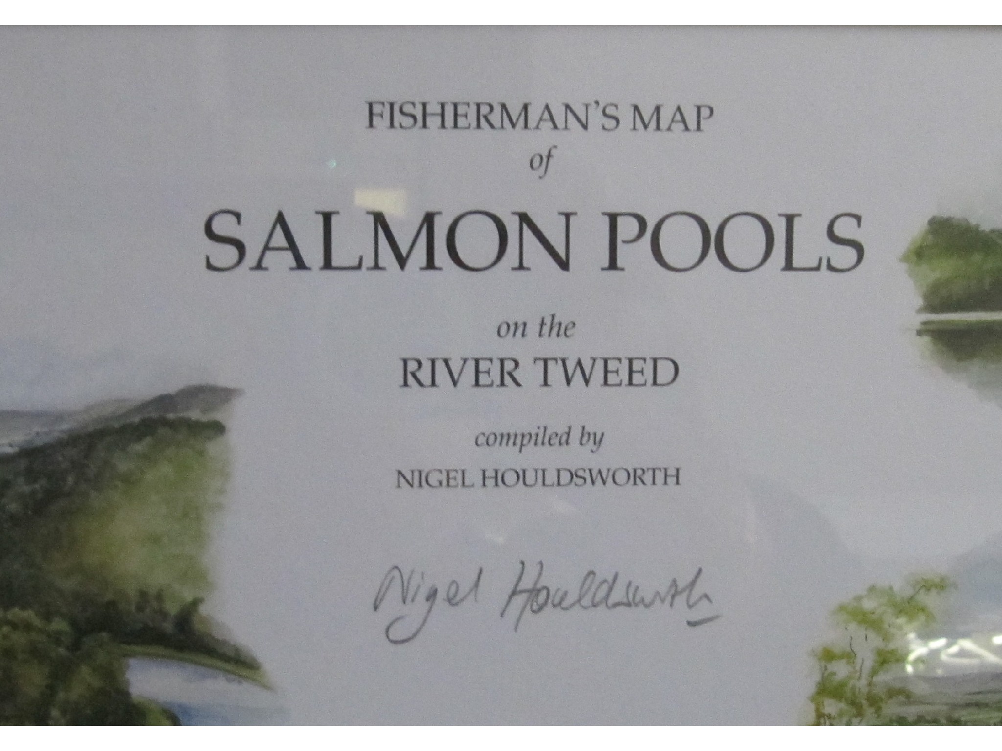 Appraisal: A framed fisherman's map showing salmon pools on the River