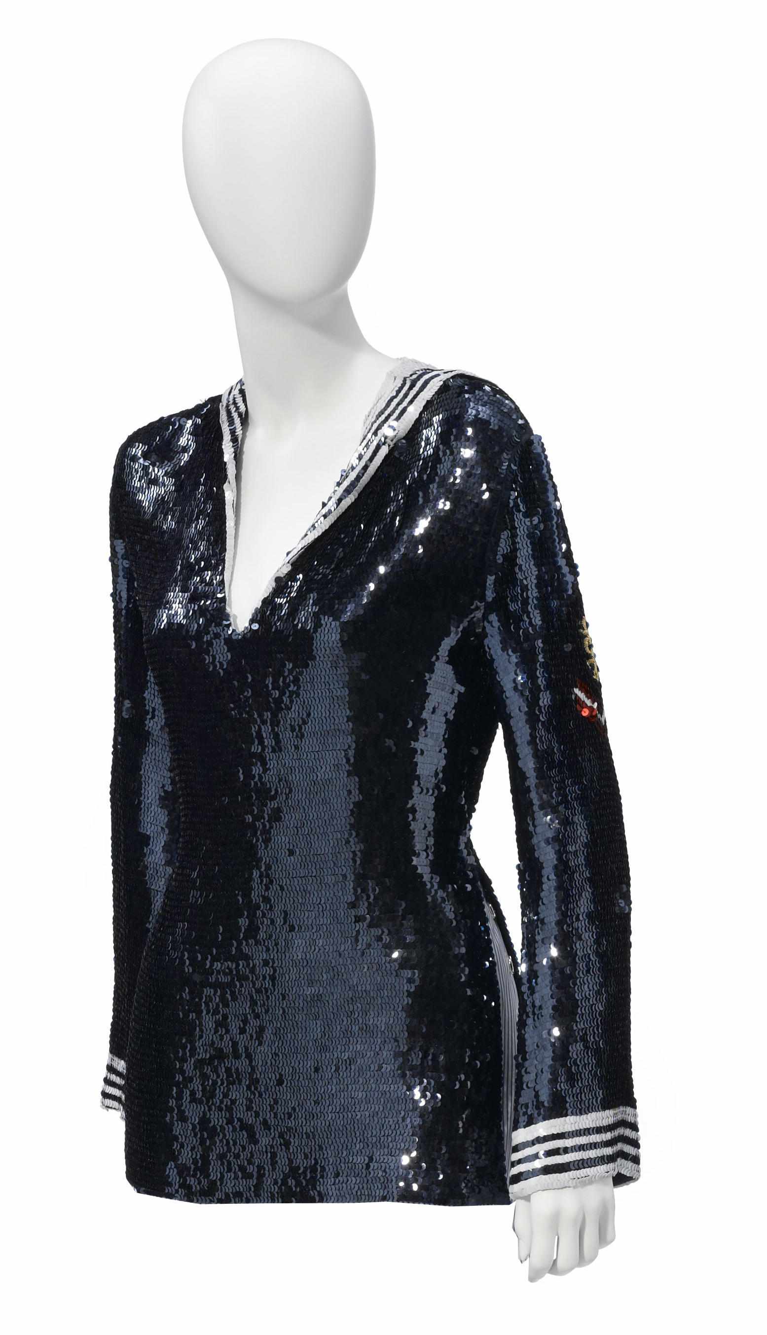 Appraisal: A Jean Paul Gaultier navy sequin sailor blouse size