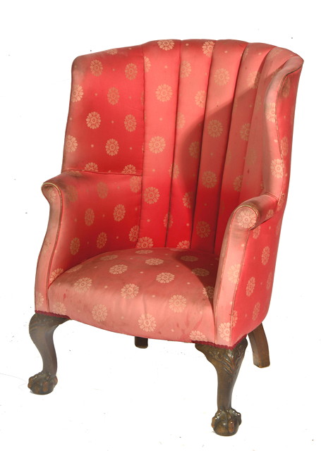 Appraisal: AN TH CENTURY STYLE HIGH BACK WING ARMCHAIR on cabriole