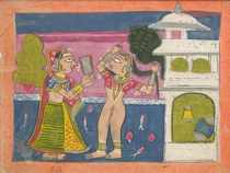 Appraisal: A Miniature Painting from India th Century A nightime scene