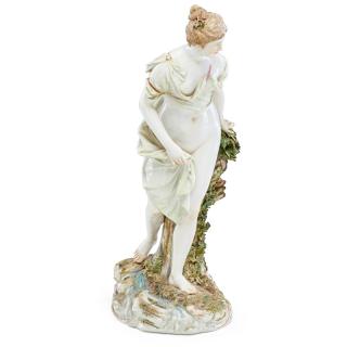 Appraisal: MEISSEN PORCELAIN FIGURE Classical maiden resting upon a tree along