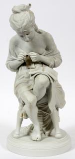 Appraisal: PARIAN BISQUE PORCELAIN FIGURE PARIAN BISQUE PORCELAIN FIGURE H SEATED