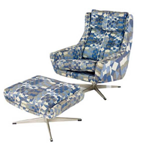 Appraisal: JOHN STUART Lounge chair with ottoman upholstered in blue and