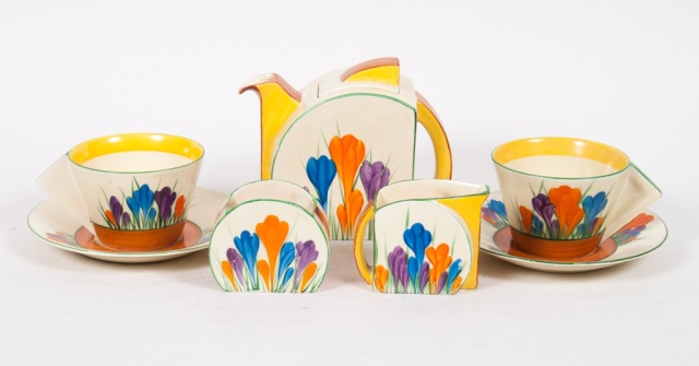 Appraisal: Clarice Cliff Bizarre Autumn Crocus tea set circa Newport Pottery