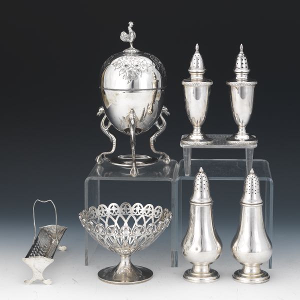 Appraisal: GROUP OF SIX STERLING SILVER TABLE ARTICLES AND ENGLISH SILVER