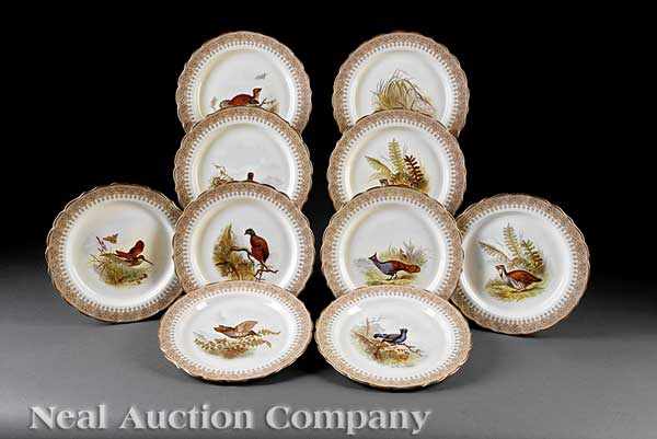 Appraisal: A Set of Ten Royal Worcester Polychrome and Gilt Porcelain