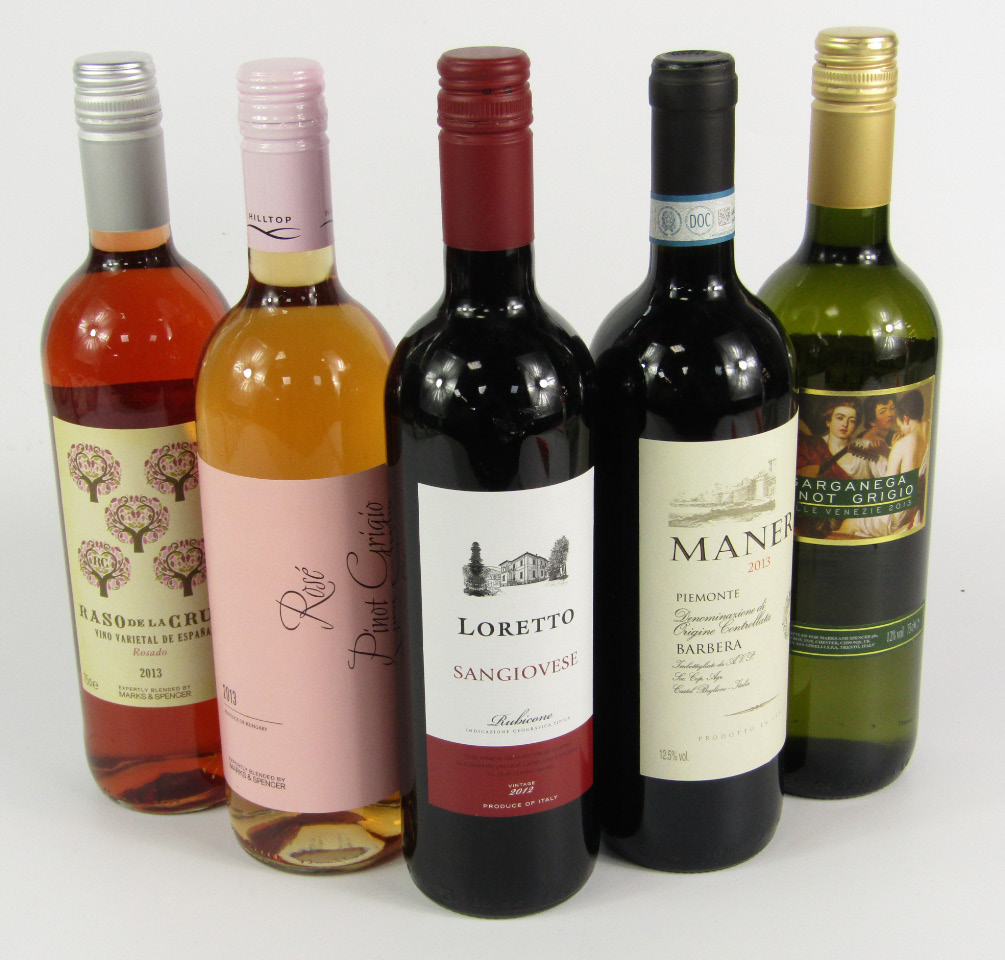 Appraisal: Five mixed bottles of wine comprising Loretto Sangiovese Rubicono Raso