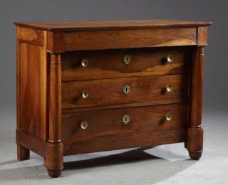 Appraisal: French Empire Carved Walnut Commode th c the rectangular top