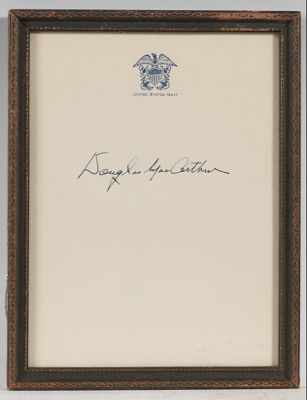 Appraisal: Douglas MacArthur Signature on Official US Navy Letterhead Printed letterhead