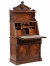 Appraisal: FOUR PART DROP FRONT VICTORIAN CABINET DESK - Solid Walnut