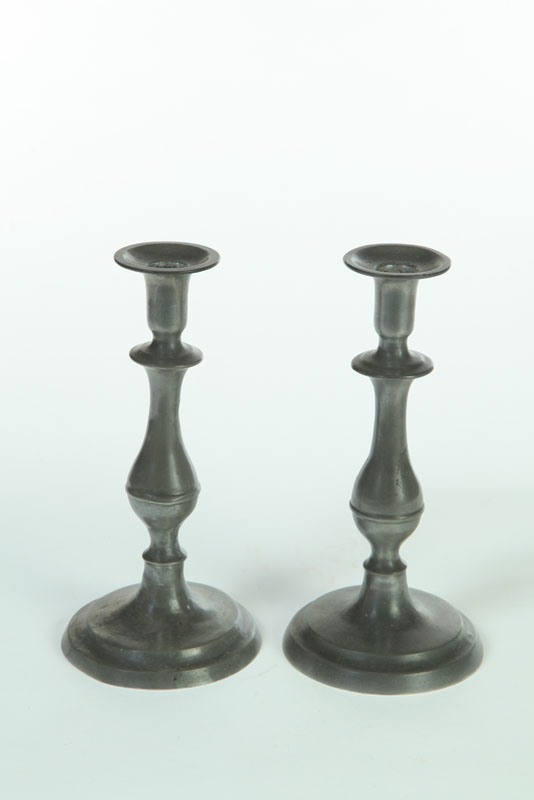 Appraisal: PAIR OF PEWTER CANDLESTICKS Flagg and Homan Cincinnati Ohio mid