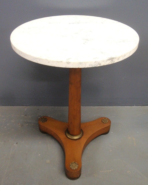 Appraisal: - Neoclassical round marble top table by Baker Furniture h