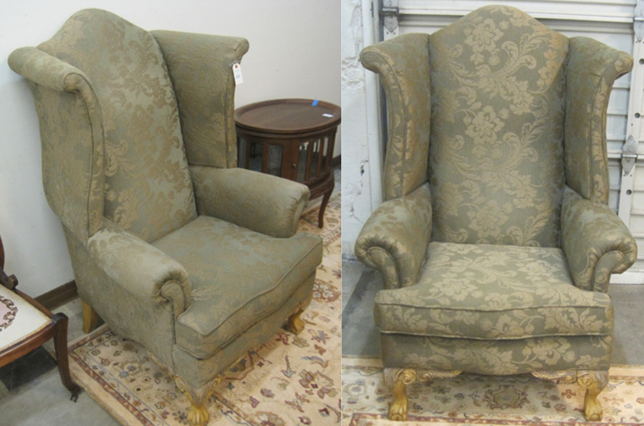 Appraisal: A PAIR OF CHIPPENDALE STYLE WING-BACK ARMCHAIRS Schnadig International Corp