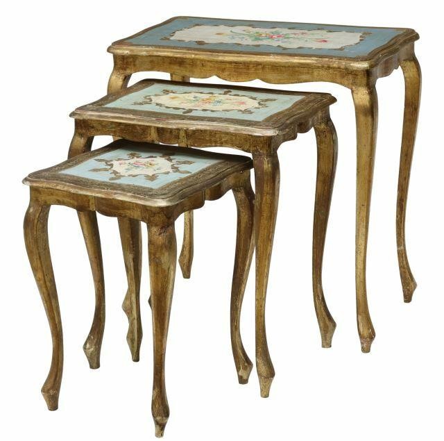 Appraisal: lot of Venetian parcel gilt painted nesting tables th c