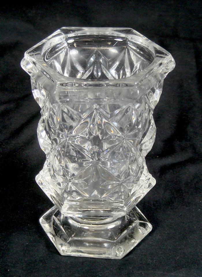 Appraisal: EAPG flint glass Sandwich Star spill holder Thumbprint ship's weighted