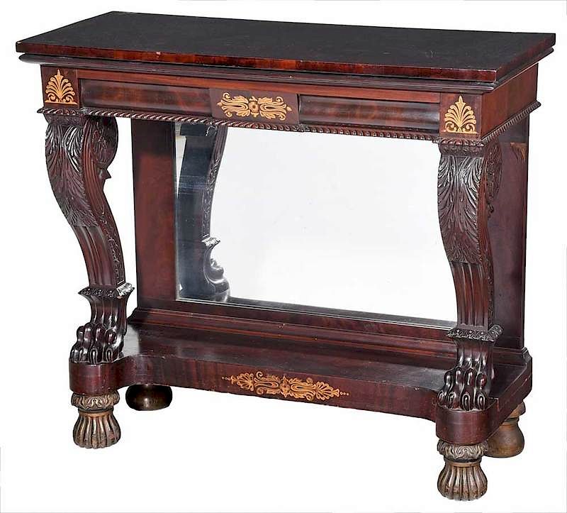 Appraisal: Fine Classical Mahogany and Stenciled Pier Table attributed to Philadelphia