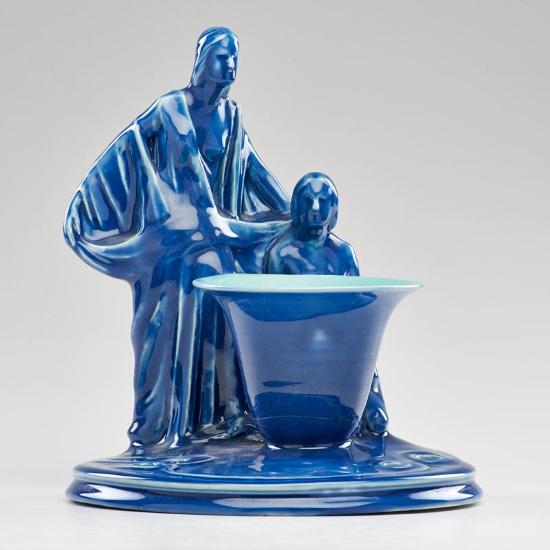 Appraisal: ROOKWOOD Production religious scene in blue glaze Cincinnati OH Flame