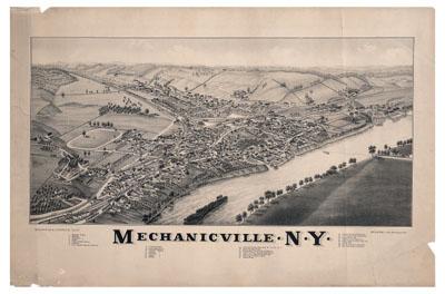 Appraisal: Mechanicsville New York lithograph bird's-eye view drawn and published by