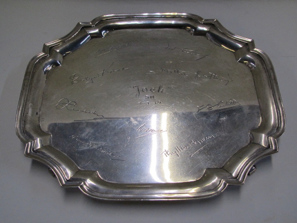 Appraisal: Sterling silver presentation salver 'Jock - - ' oz