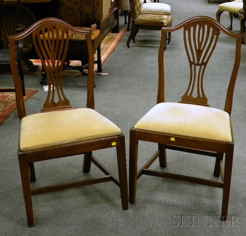 Appraisal: Pair of Federal Mahogany Side Chairs with Upholstered Slip Seats