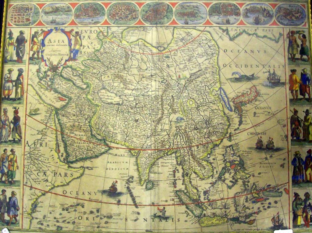 Appraisal: SEVENTEENTH CENTURY MAP Asia handcoloured border and features x See