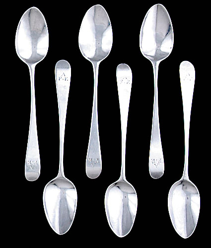 Appraisal: Georgian sterling demitasse spoons by Bateman London dated Reverse Tipt