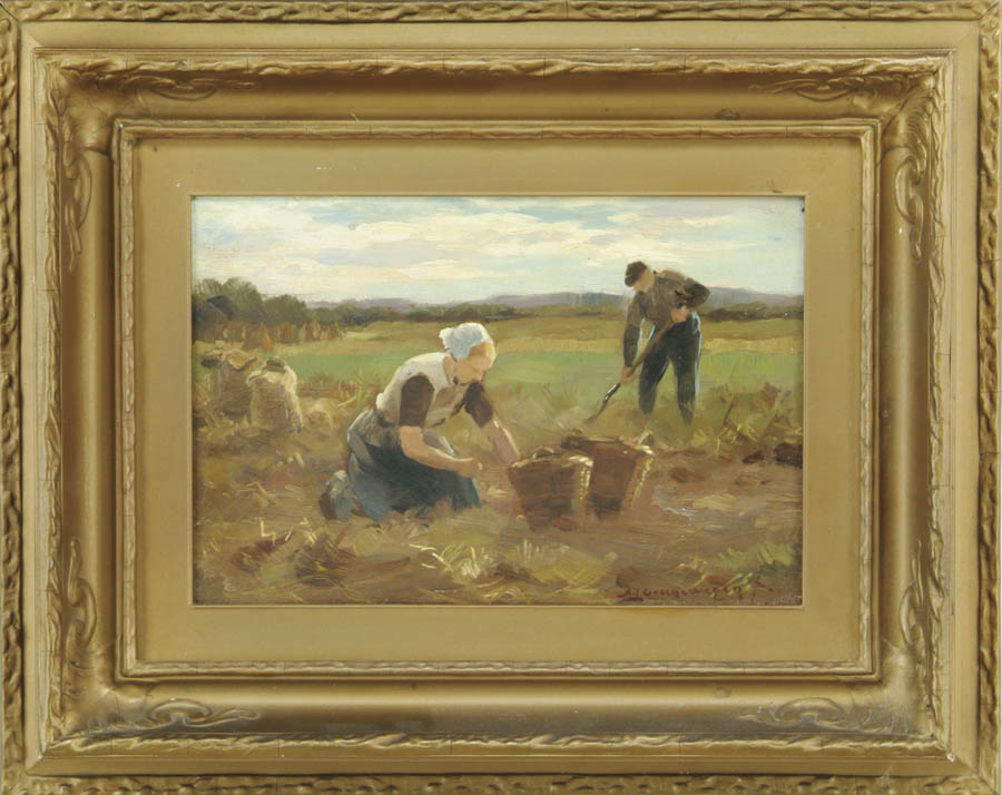 Appraisal: ADRIANUS JOHANNES GROENEWEGEN Dutch - THE POTATO HARVEST Oil on