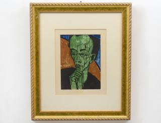 Appraisal: ERICH HECKEL German - Self-Portrait No visible signature Color Woodcut