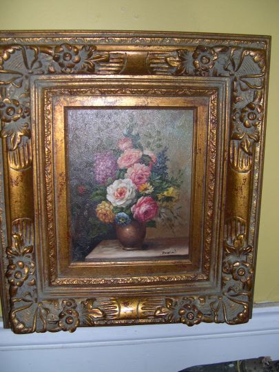 Appraisal: Continental School st Century Lush Floral Still Life oil on