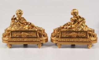 Appraisal: PAIR OF TH C FRENCH DORE BRONZE CHENET PAIR OF