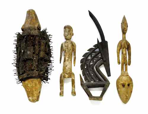 Appraisal: Four West African carvings including one double-headed animal h