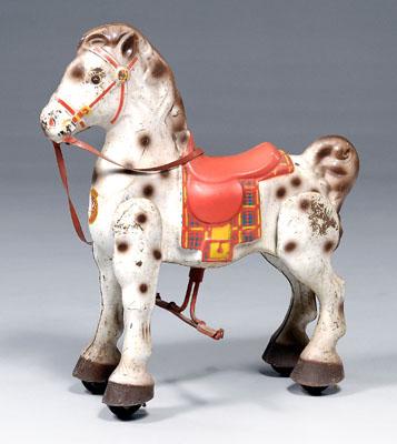 Appraisal: quot Mobo Bronco quot pedal horse painted metal horse on