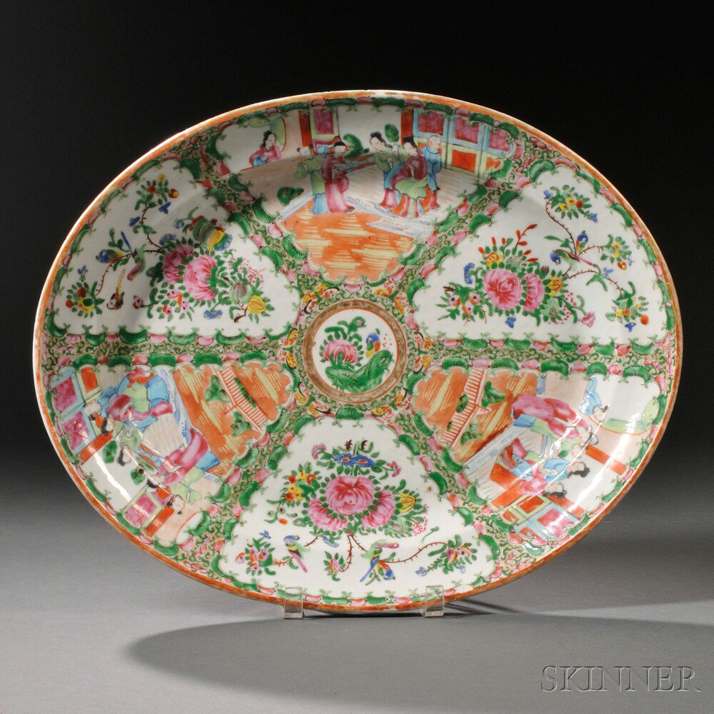 Appraisal: Rose Medallion Oval Porcelain Platter China late th century x