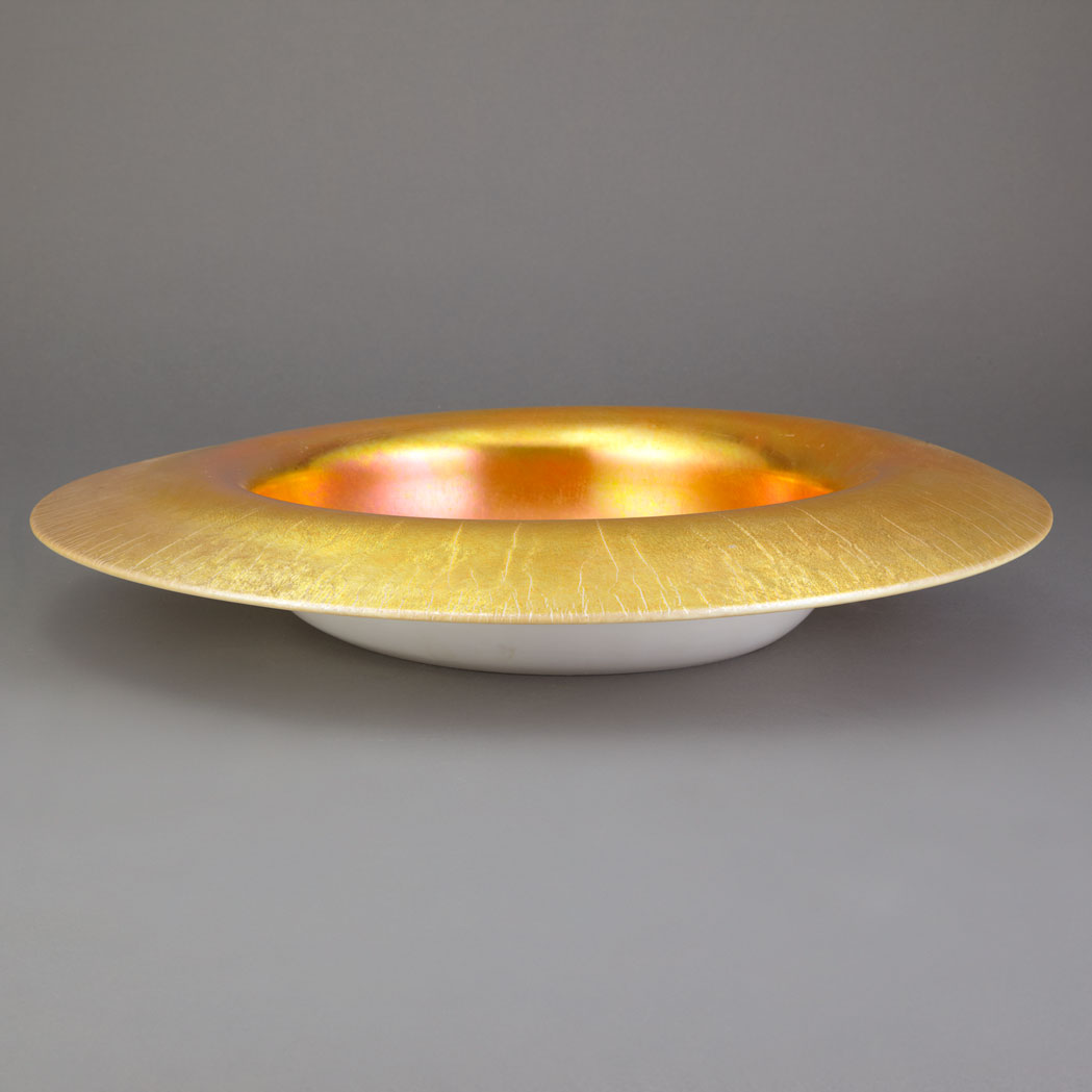 Appraisal: Steuben Gold Aurene and Calcite Glass Low Center Bowl First