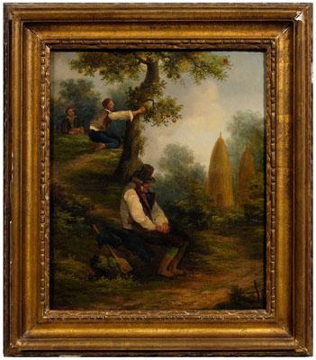 Appraisal: th century British School painting farmer asleep under an apple