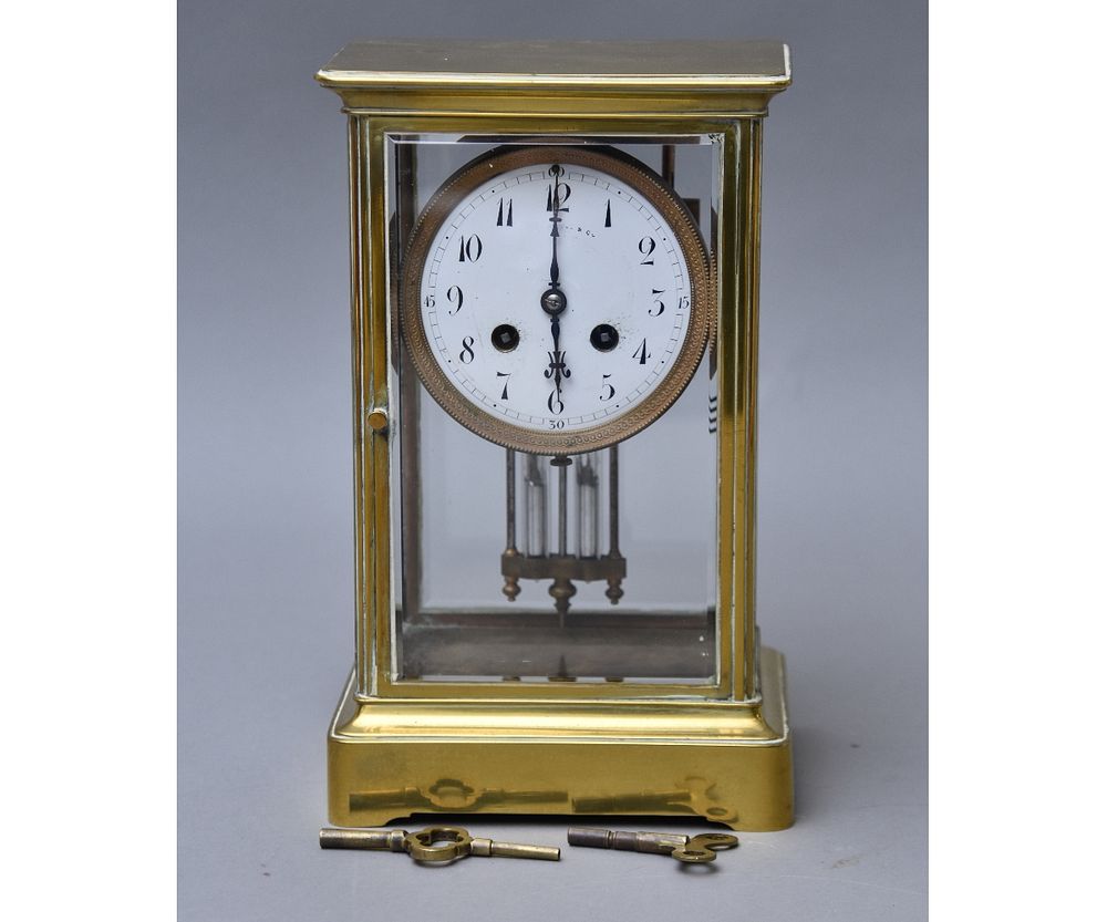 Appraisal: French Mantle Clock French mantle clock retailed by J E