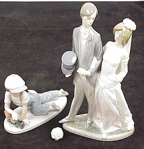 Appraisal: Two Lladro figurines Bride and Groom and x All Aboard