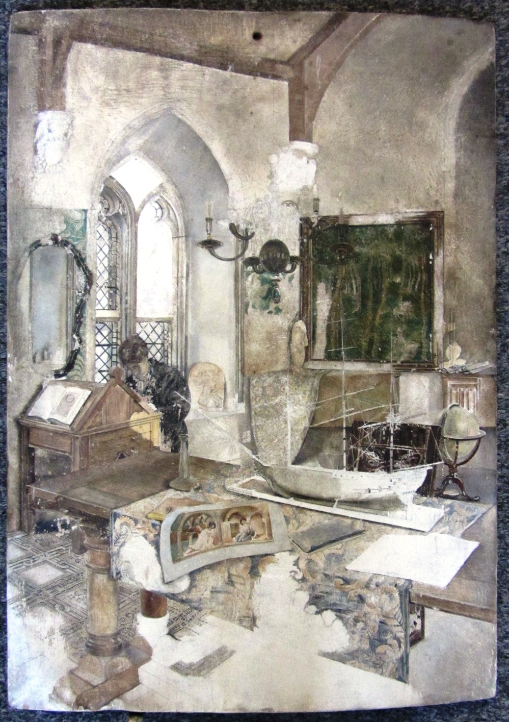 Appraisal: English School th century A gothic interior scene with a