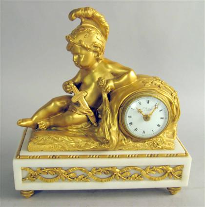 Appraisal: Louis XVI style gilt bronze and marble mantel clock th